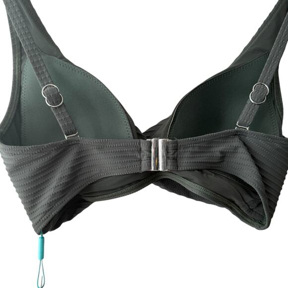 Sea Level Eco Essentials Cross Front Khaki Green Multifit Bra Bikini Top Size 10 - Picture 8 of 9